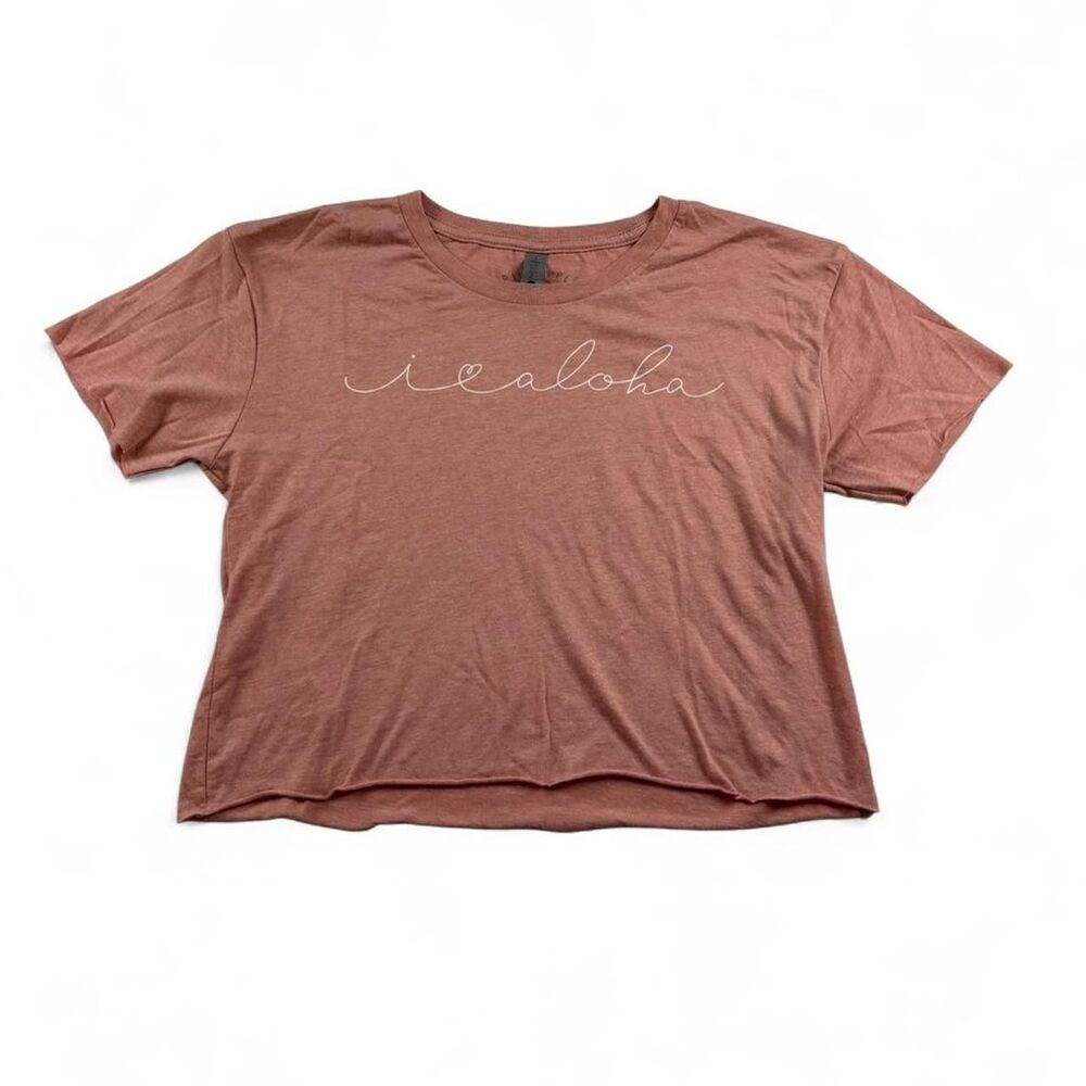 Pineapple County Aloha Cropped Tee Women’s M Pink Hawaii Graphic T-Shirt